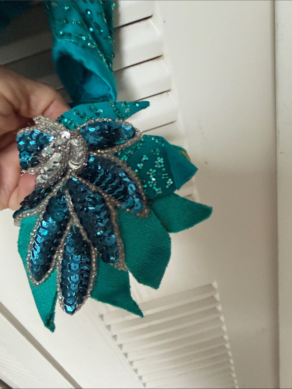 Show Off Teal Performance Dress with Silver Sequin Embellishment - Picture 2 of 7